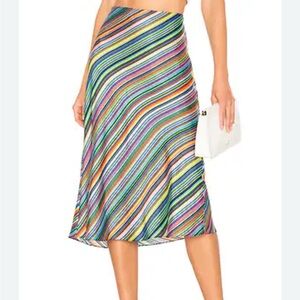 MILLY rainbow bias midi skirt